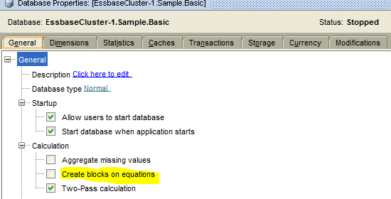 Screenshot of Database Settings