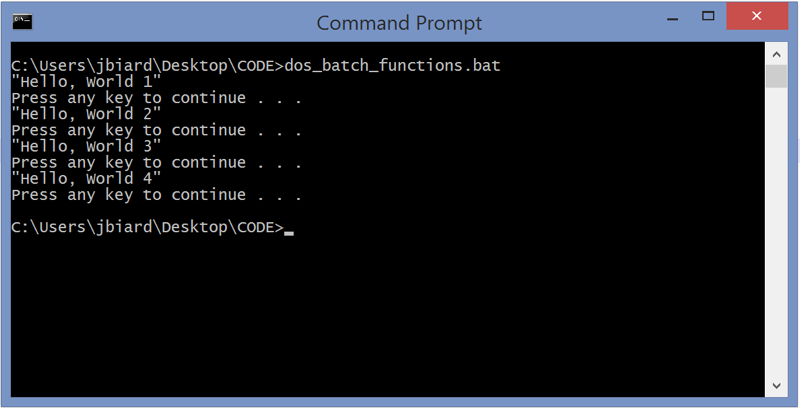 Example Calling Function in Batch