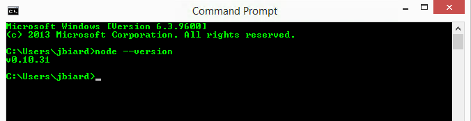 Sample Node.js Version Output